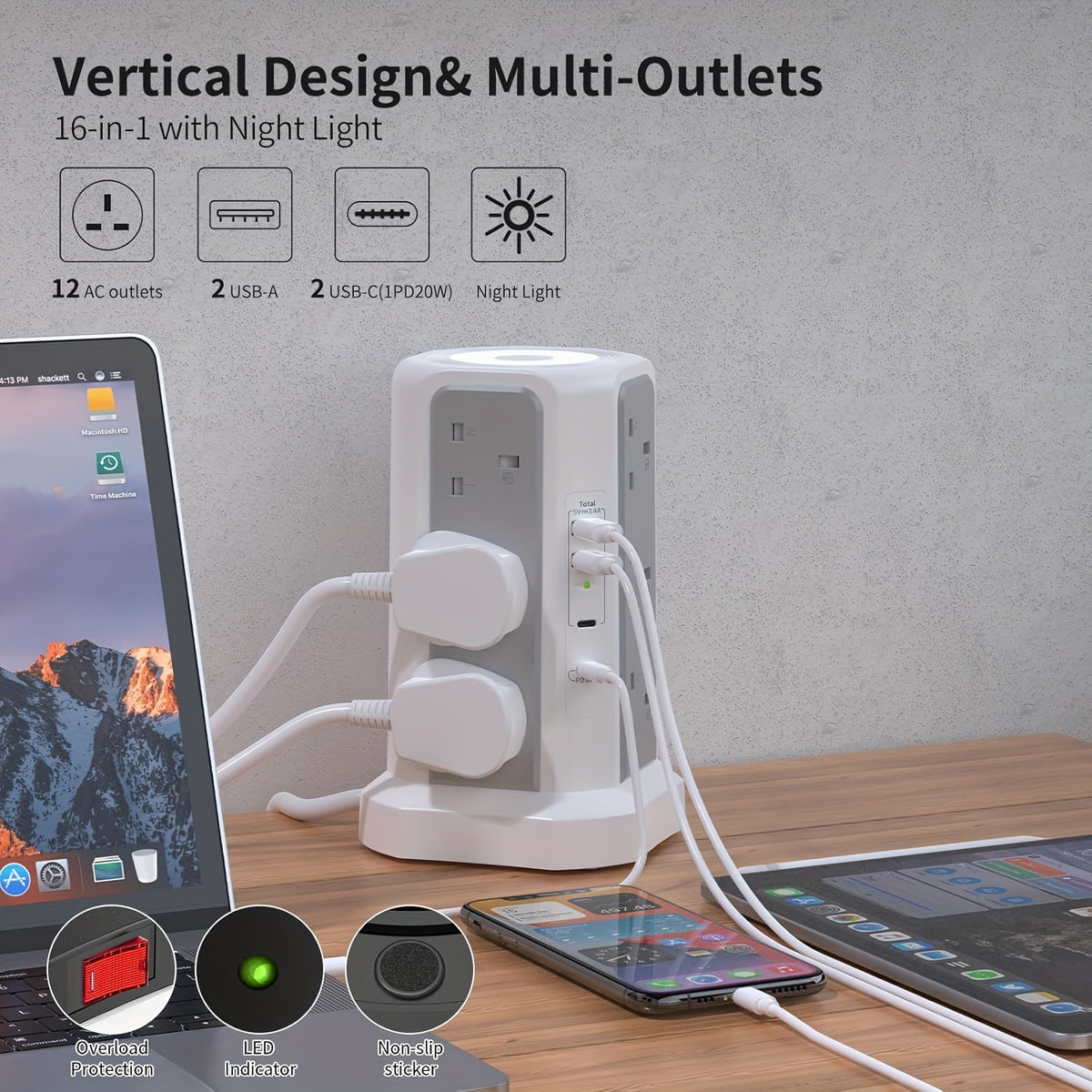 Upgraded New Product Tower Extension with 3.02m, USB Slots 3.02m, 20W Fast Charger - product gallery image 8