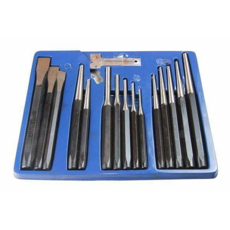 US PRO 16pc Punch & Chisel Set Cold with Cold Chisels, Center Punch - product gallery image 2