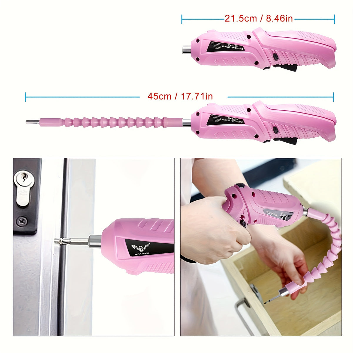 V Pink Electric Screwdriver Battery with Rechargeable, 47pcs - product gallery image 3