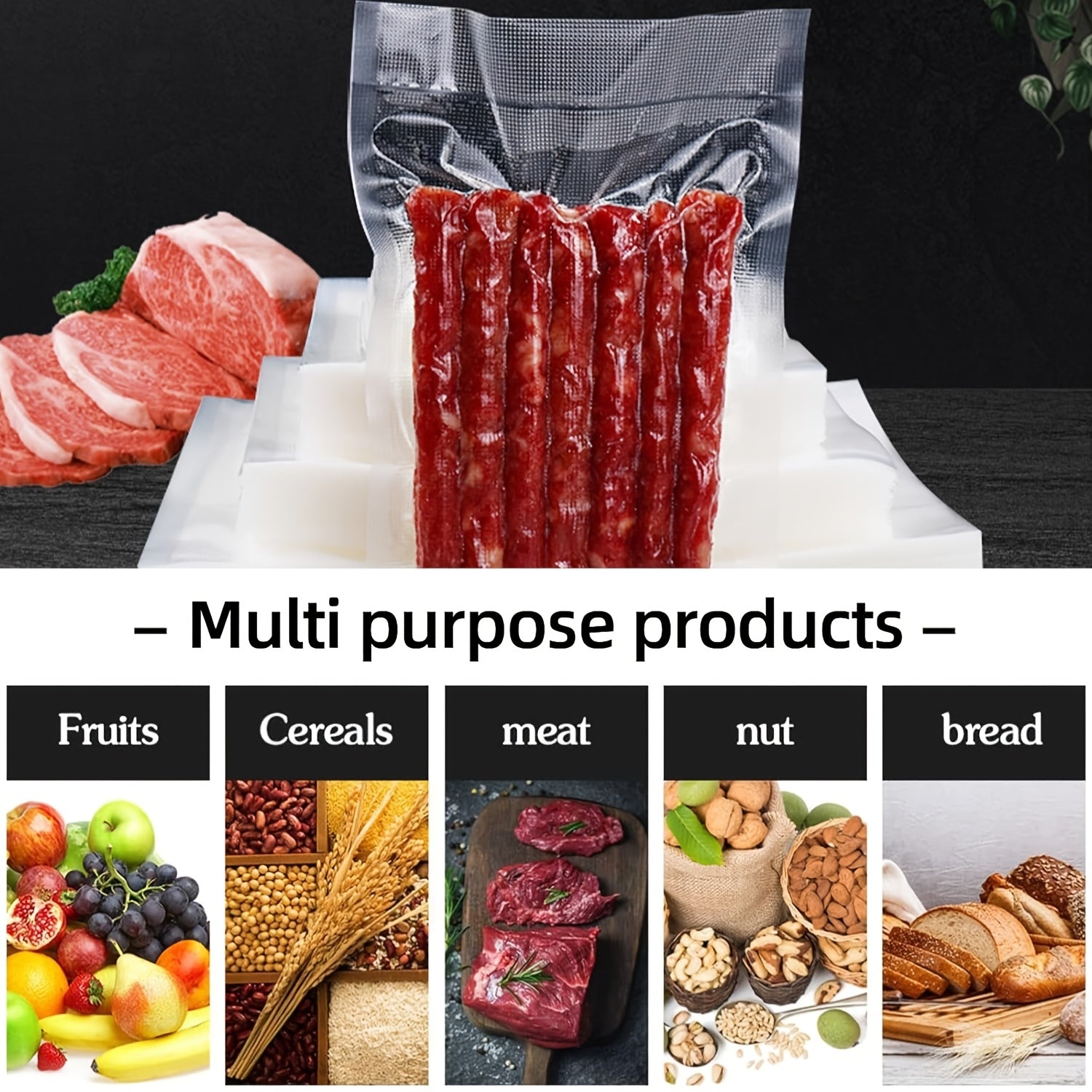 Vacuum Sealer Bags & Roll with Airtight, 100pcs, Food 100pcs Precut Embossed, Thick - product gallery image 5