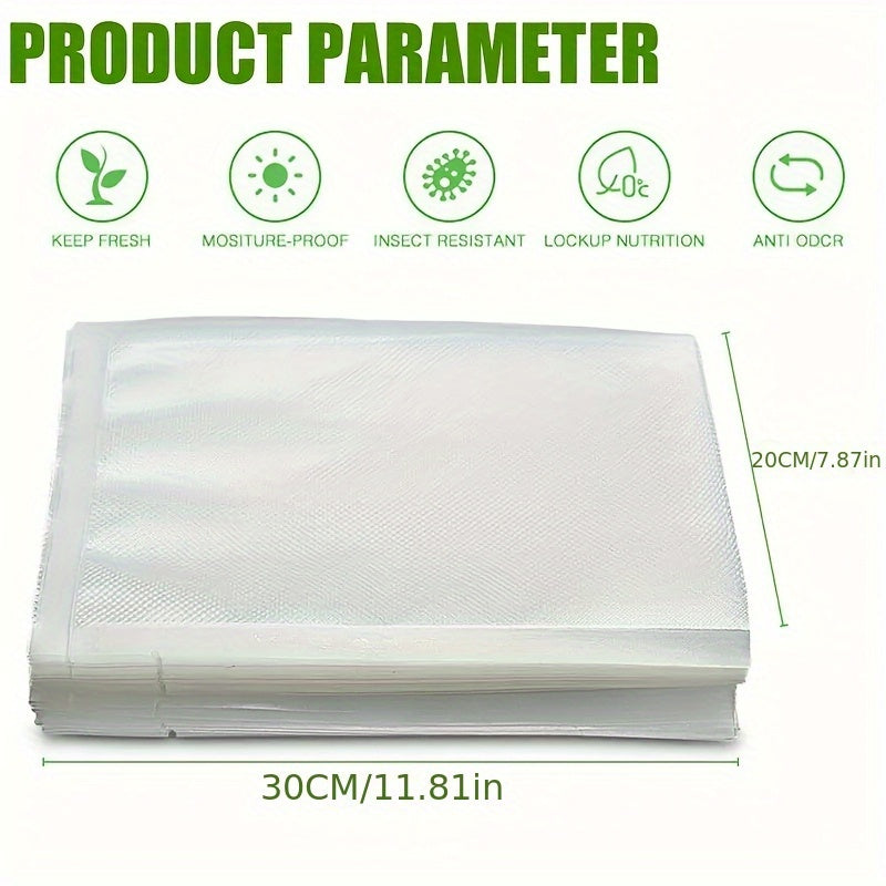 Vacuum Sealer Bags & Roll with Airtight, 100pcs, Food 100pcs Precut Embossed, Thick