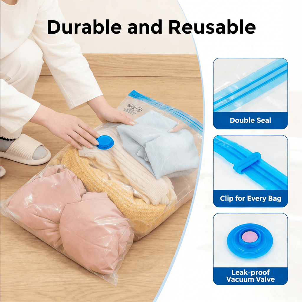Vacuum Storage Bag with Space-Saving, Airtight, Plastic, 11 Piece - product gallery image 9