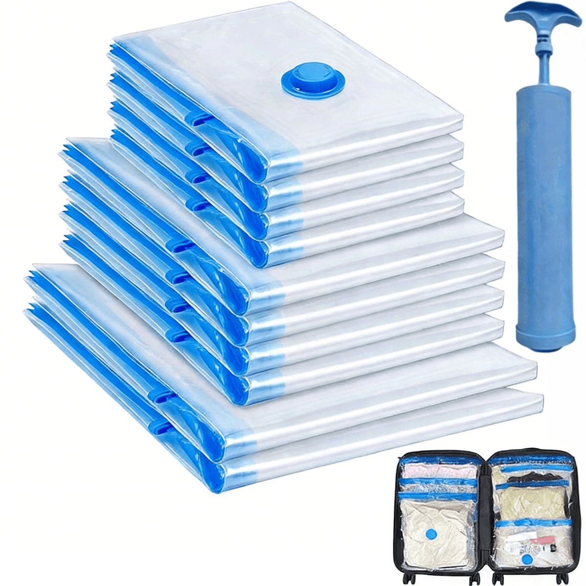 Vacuum Storage Bag with Space-Saving, Airtight, Plastic, 11 Piece