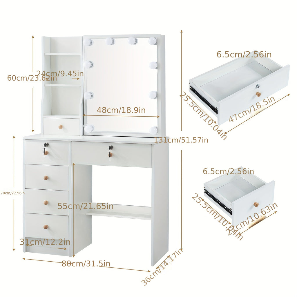 Vanity Dressing Table with Dimmable Hollywood Mirror Makeup Desk - product gallery image 3