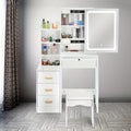 Vanity Dressing Table with LED Mirror Drawers, USB Port Cushioned