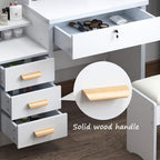 Vanity Dressing Table with Wood, Sliding Mirror LED Lights Drawers, Hidden - product gallery image 8