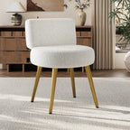 Vanity Stool with 120kg, Metal, Cream Faux Fur Dressing Table Champagne