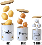 Vegetable Storage Tin with Metal, 3pcs, GARLIC ONION POTATO CANISTER SET WHITE - product gallery image 11