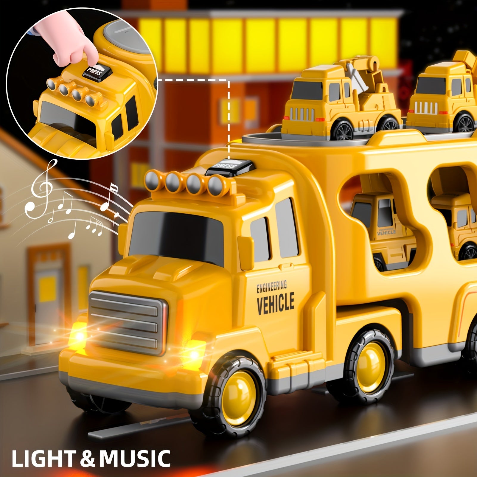 Vehicle Toy with 5-in-1 Construction Truck Toys Kids Lights - product gallery image 2