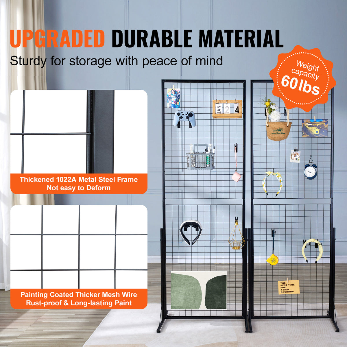 VEVOR 2' x 5.6' Grid Wall Panels Tower with 2 Packs, 47 - product gallery image 3