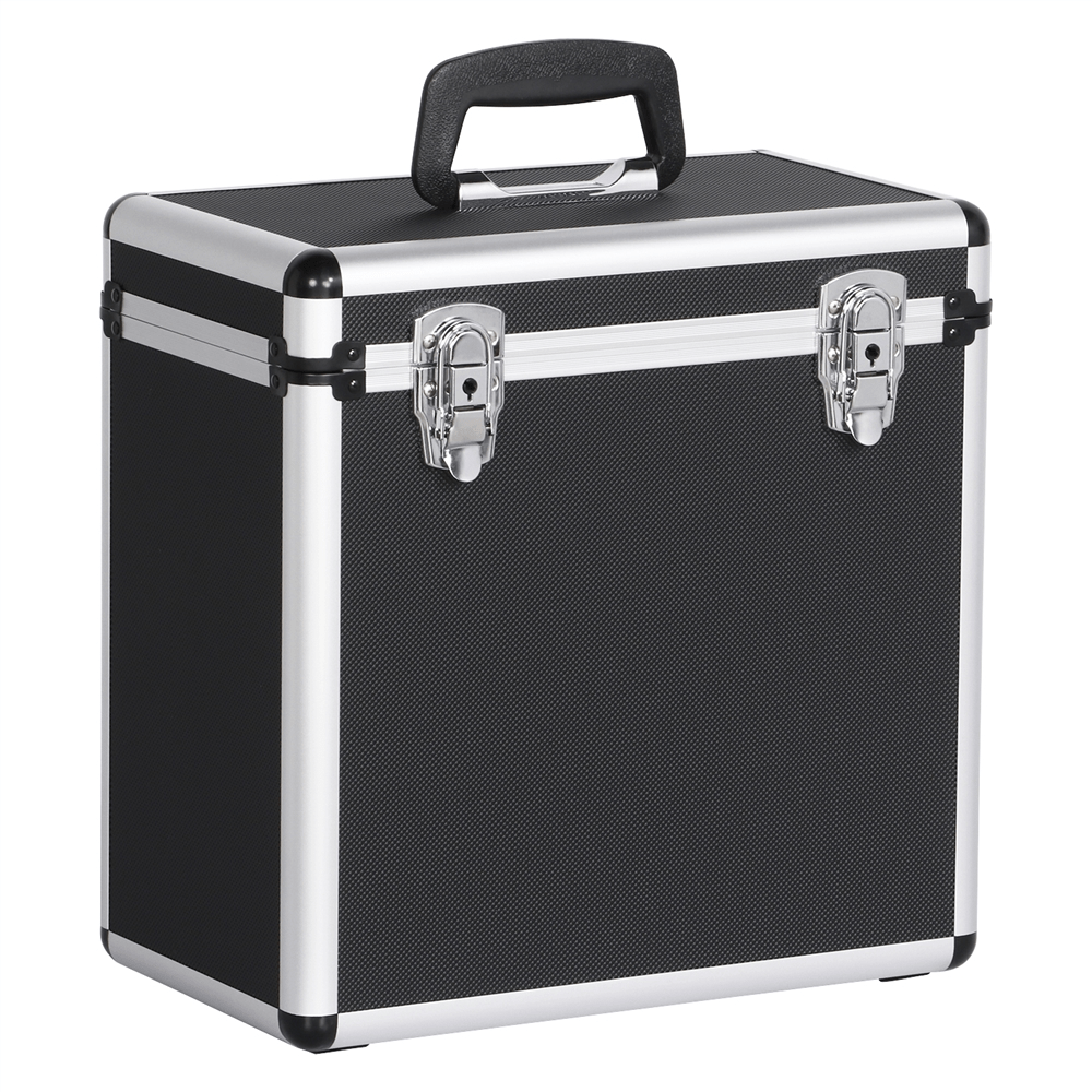 Vinyl Record Storage Case with Lockable, Metal, DJ Flight LP Records Lockable Aluminium - Black option
