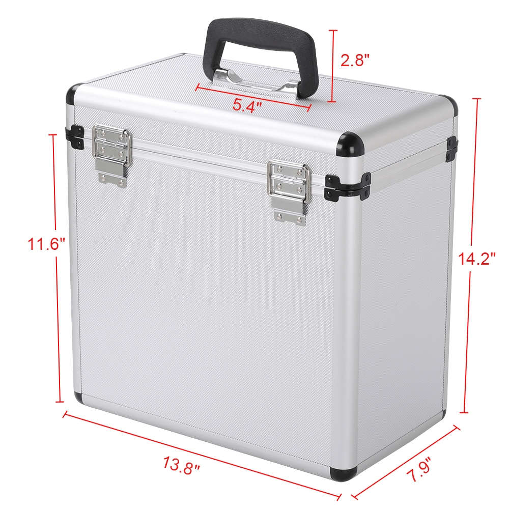 Vinyl Record Storage Case with Lockable, Metal, DJ Flight LP Records Lockable Aluminium - product gallery image 4