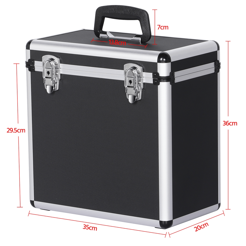 Vinyl Record Storage Case with Lockable, Metal, DJ Flight LP Records Lockable Aluminium - product gallery image 6