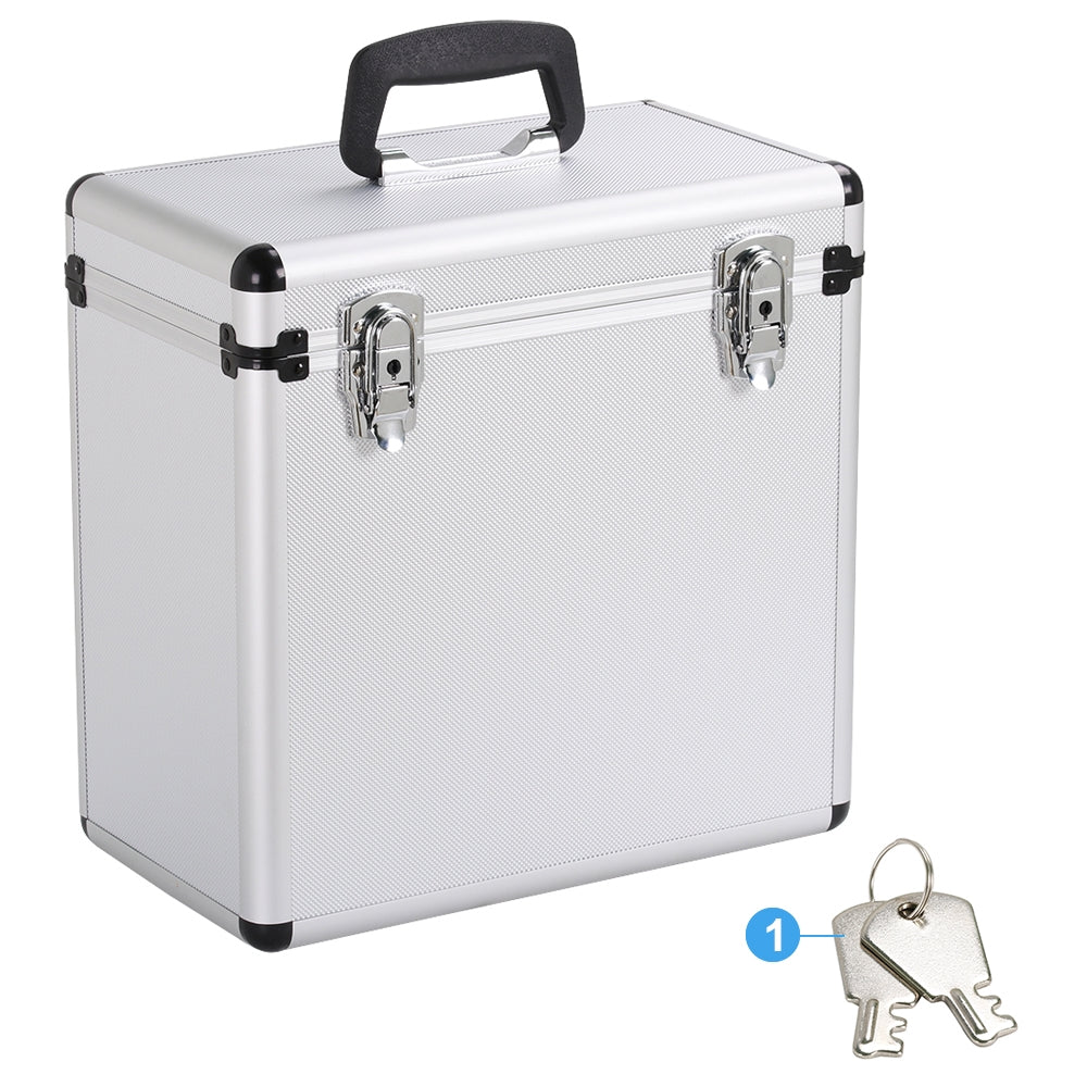 Vinyl Record Storage Case with Lockable, Metal, DJ Flight LP Records Lockable Aluminium