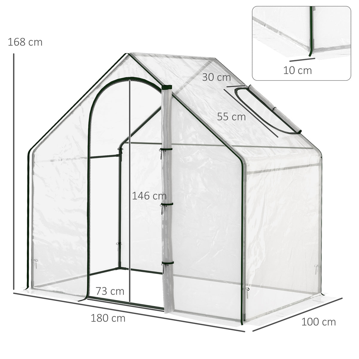 Walk-In Greenhouse with Walk-In Garden Outdoor 180x100x168cm Steel - product gallery image 3