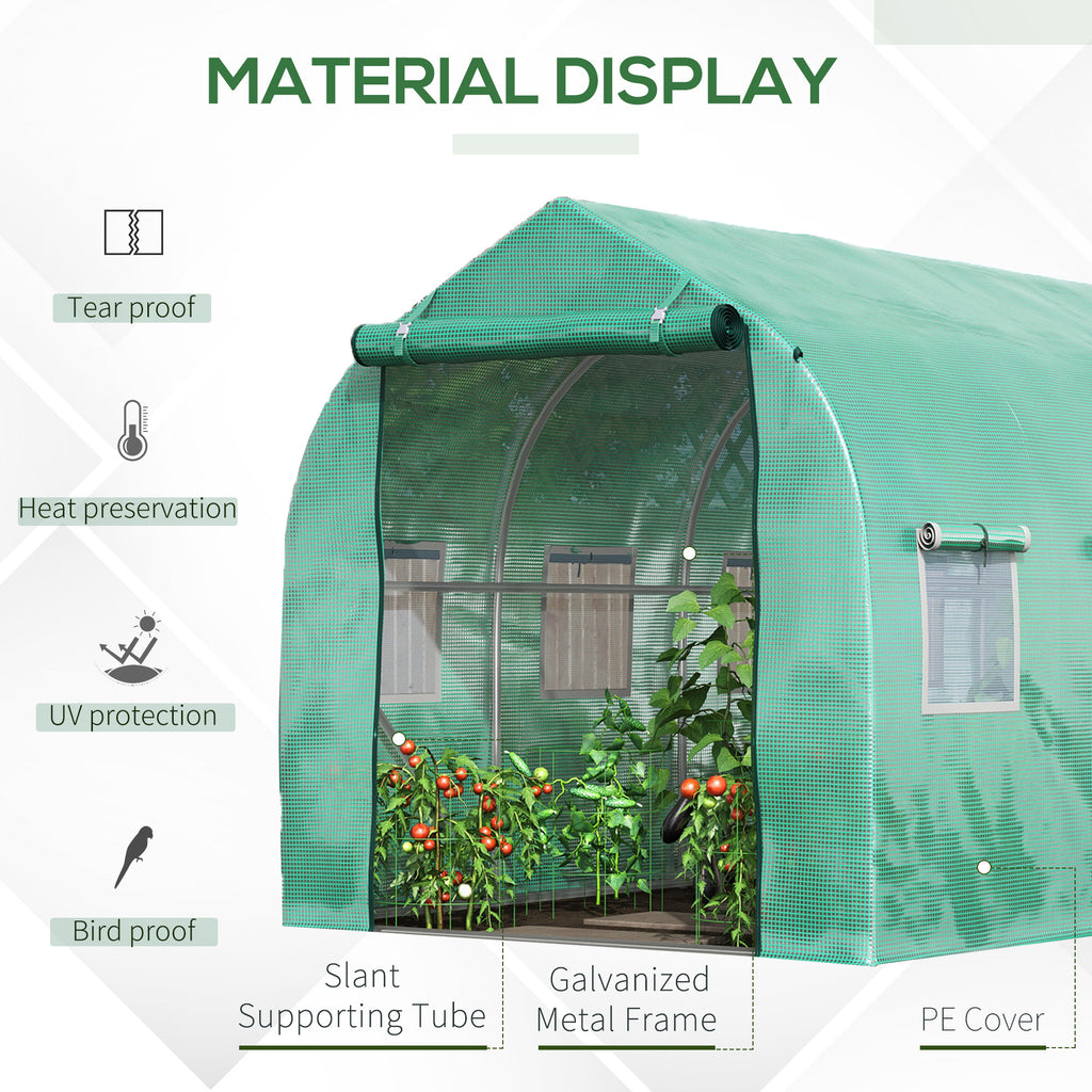 Walk-In Polytunnel Greenhouse with 2m, 3 x 2 M, 2m Walk-In Roll-Up Windows - product gallery image 11
