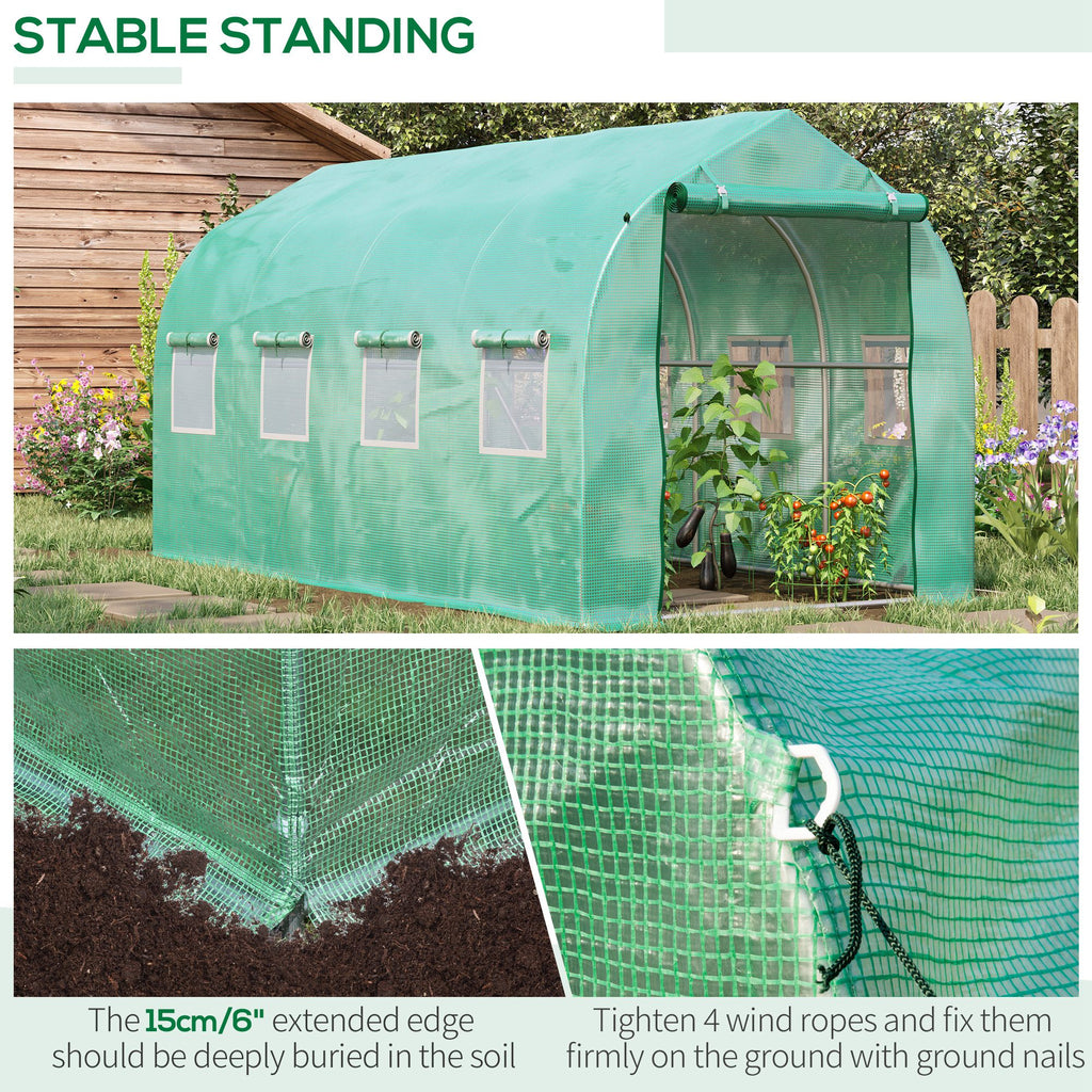 Walk-In Polytunnel Greenhouse with 2m, 3 x 2 M, 2m Walk-In Roll-Up Windows - product gallery image 12