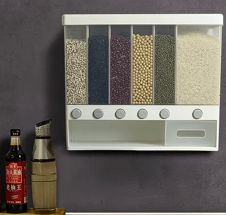 Wall-Mounted Cereal Dispenser with 10kg, Six-Compartment Wall-Mounted - product gallery image 18