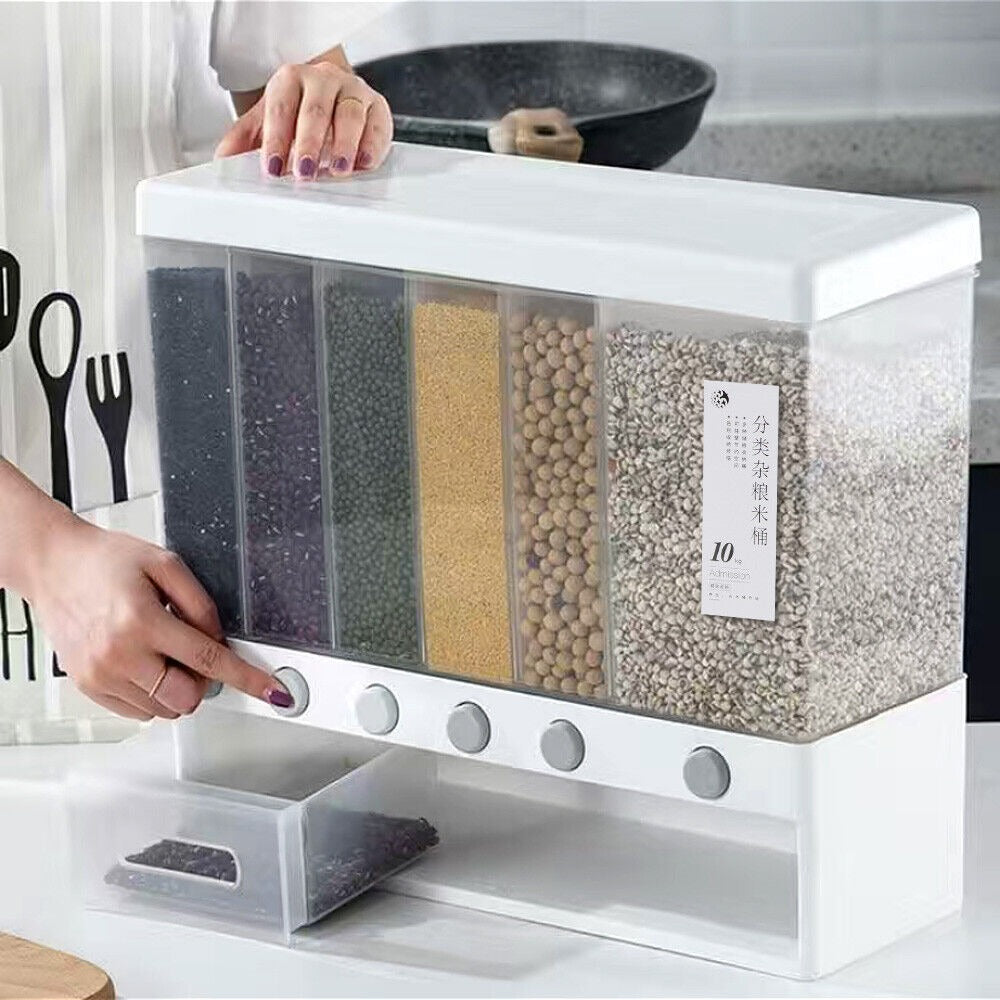 Wall-Mounted Cereal Dispenser with 10kg, Six-Compartment Wall-Mounted - product gallery image 2