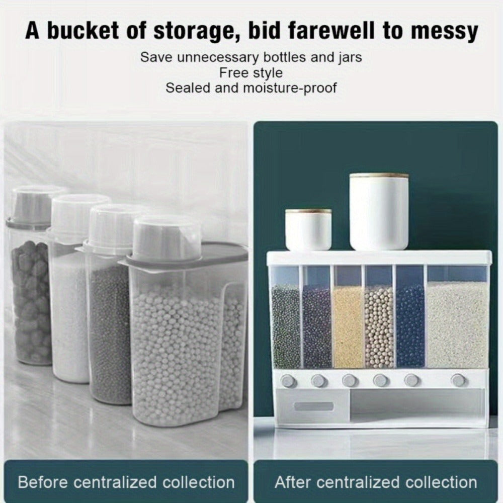 Wall-Mounted Cereal Dispenser with 10kg, Six-Compartment Wall-Mounted - product gallery image 8