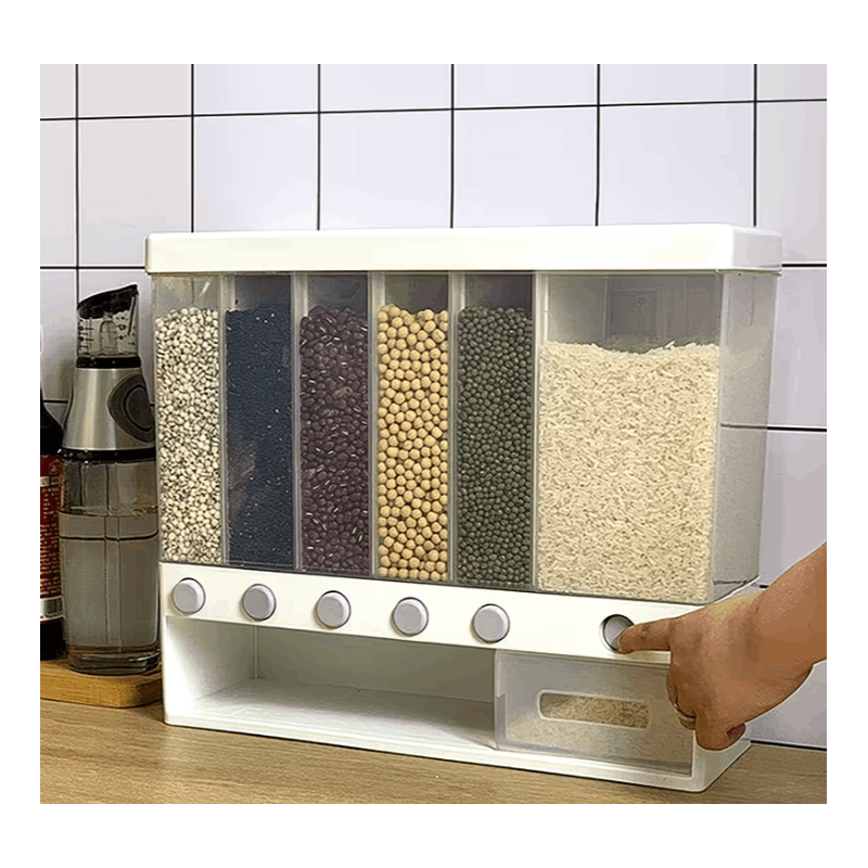 Wall-Mounted Cereal Dispenser with 10kg, Six-Compartment Wall-Mounted - product gallery image 9