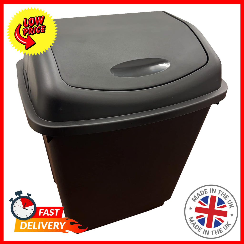 Waste Bin with 50L Black Swing Bin, Swing Flip Lid Large Black Kitchen - product gallery image 4