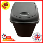 Waste Bin with 50L Black Swing Bin, Swing Flip Lid Large Black Kitchen