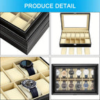 Watch Boxe with Lockable, Metal, Slot Box Glass Lid PU Leather - product gallery image 3