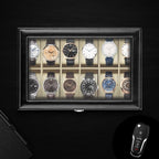 Watch Boxe with Lockable, Metal, Slot Box Glass Lid PU Leather - product gallery image 7