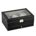 Watch Storage Box with Glass, Twelve-Slot Two-Tier Glass-Lid Case - product gallery image 3