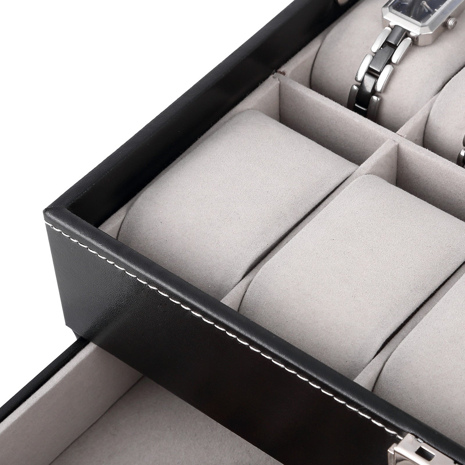 Watch Storage Box with Glass, Twelve-Slot Two-Tier Glass-Lid Case - product gallery image 4