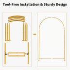 Wedding Arch Frame with Freestanding, 6ft, 6.6ft, Metal, Gold Moon Gate 6ft, 6.6ft 7.2ft - product gallery image 7