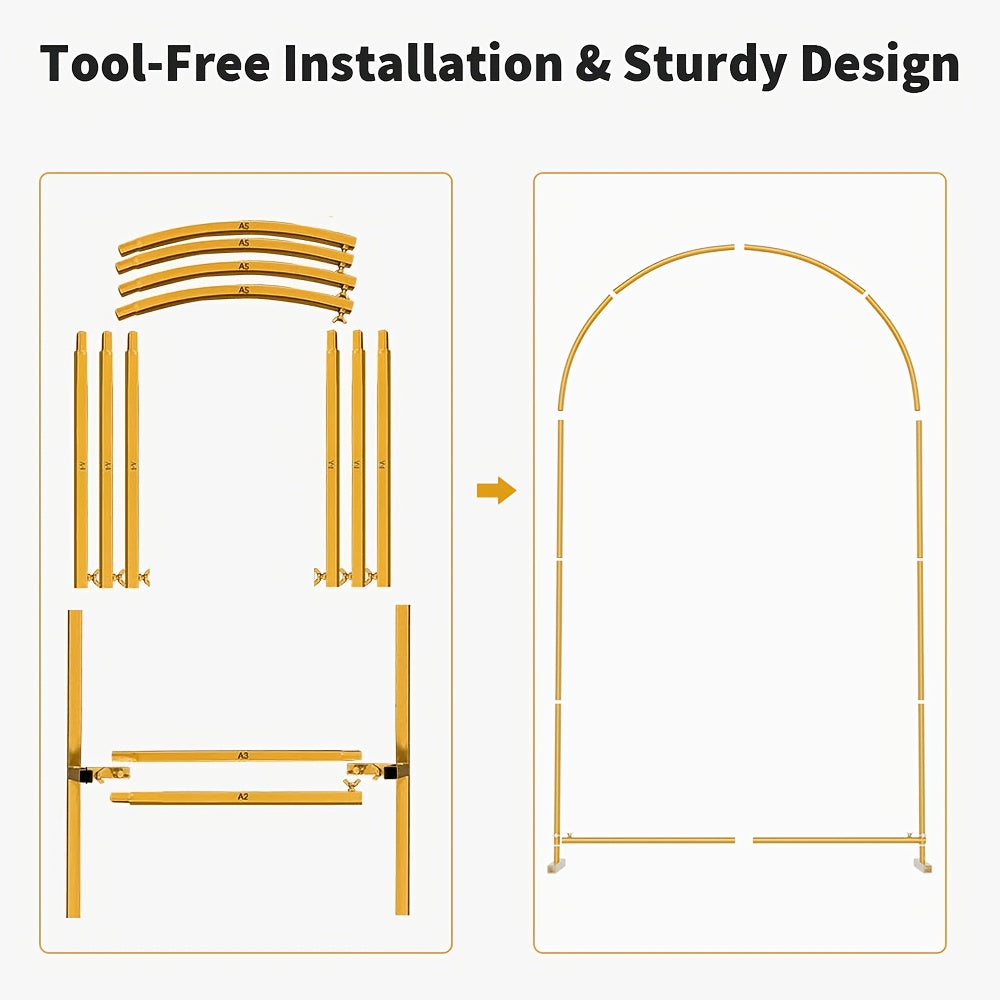Wedding Arch Frame with Freestanding, 6ft, 6.6ft, Metal, Gold Moon Gate 6ft, 6.6ft 7.2ft - product gallery image 7