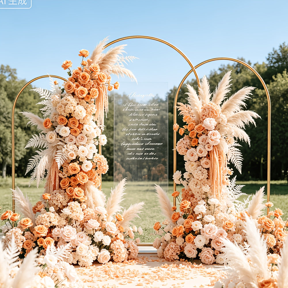 Wedding Arch Frame with Freestanding, 6ft, 6.6ft, Metal, Gold Moon Gate 6ft, 6.6ft 7.2ft - product gallery image 9