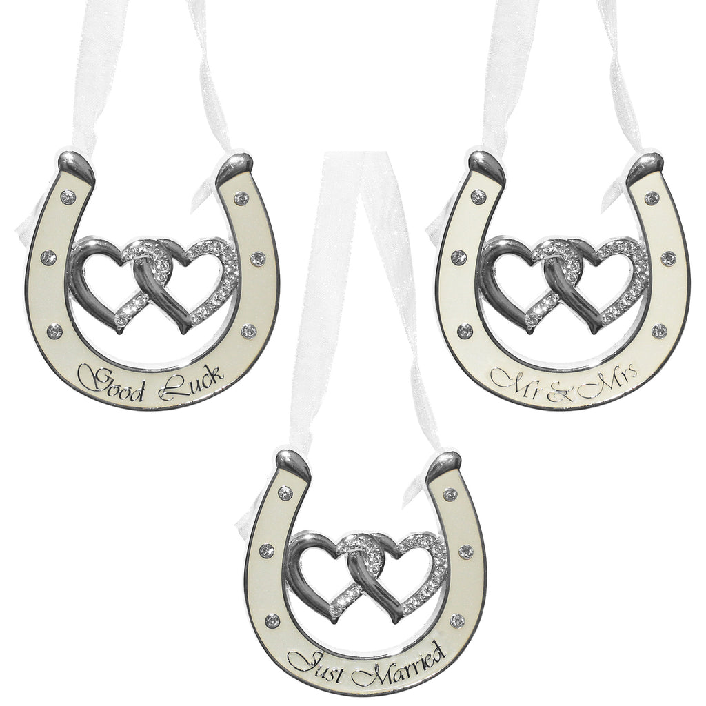 Wedding Keepsake with 6cm, Lucky Horseshoe Ivory Diamante Double Heart - product gallery image 5