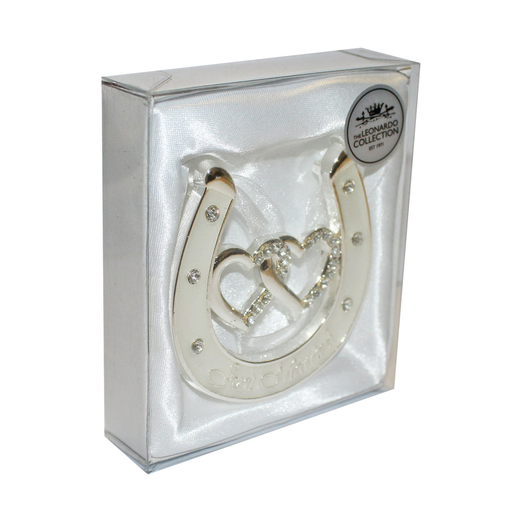 Wedding Keepsake with 6cm, Lucky Horseshoe Ivory Diamante Double Heart - product gallery image 6