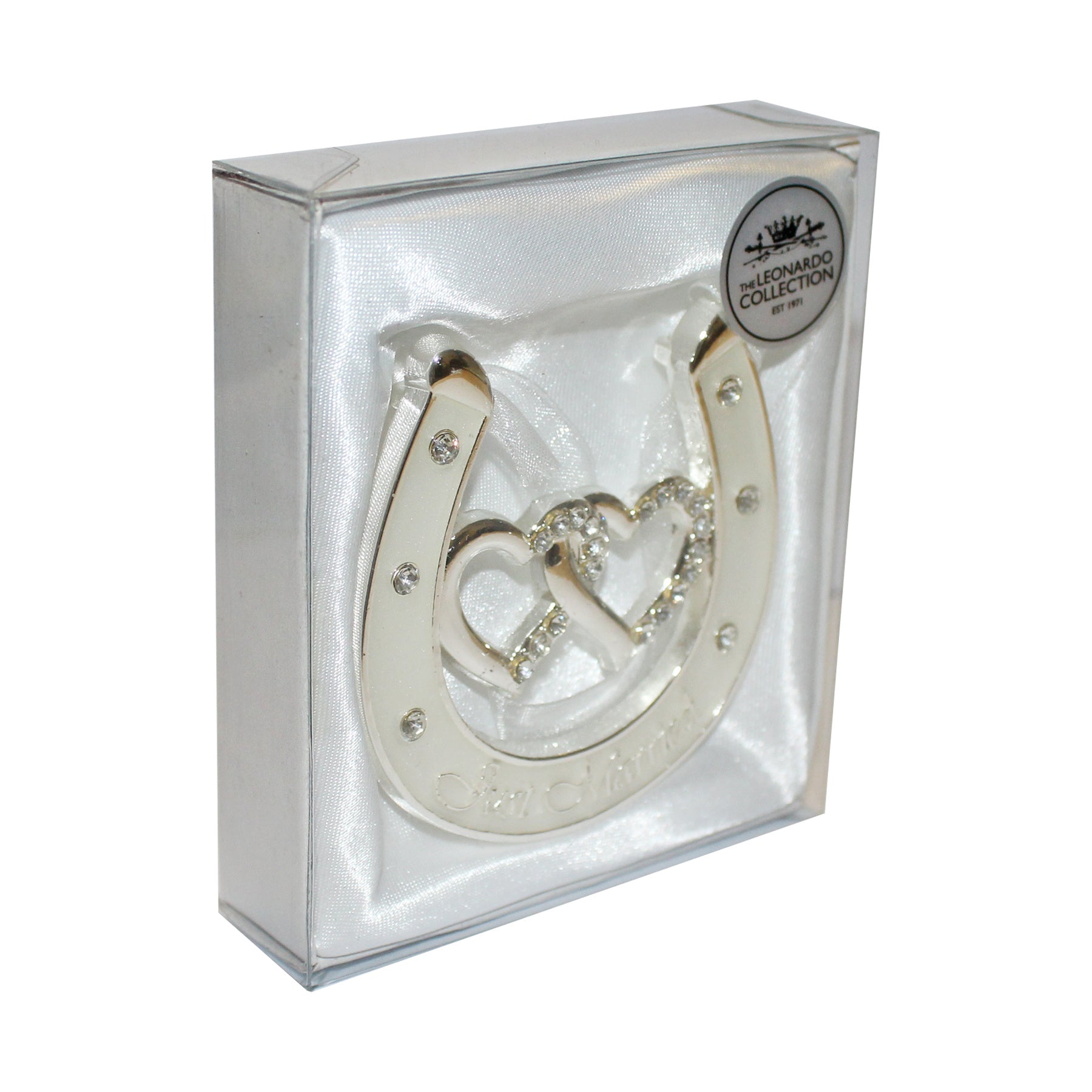 Wedding Keepsake with 6cm, Lucky Horseshoe Ivory Diamante Double Heart - product gallery image 6