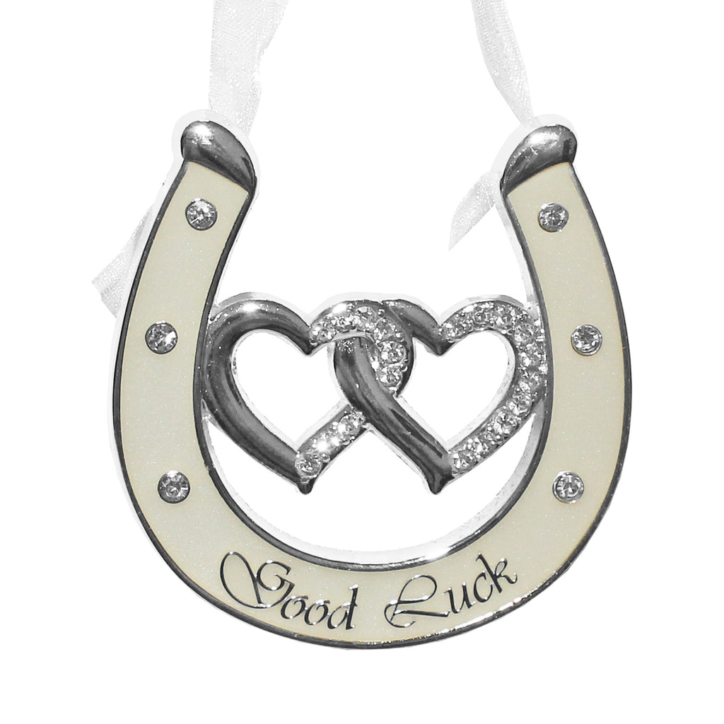 Wedding Keepsake with 6cm, Lucky Horseshoe Ivory Diamante Double Heart - product gallery image 7