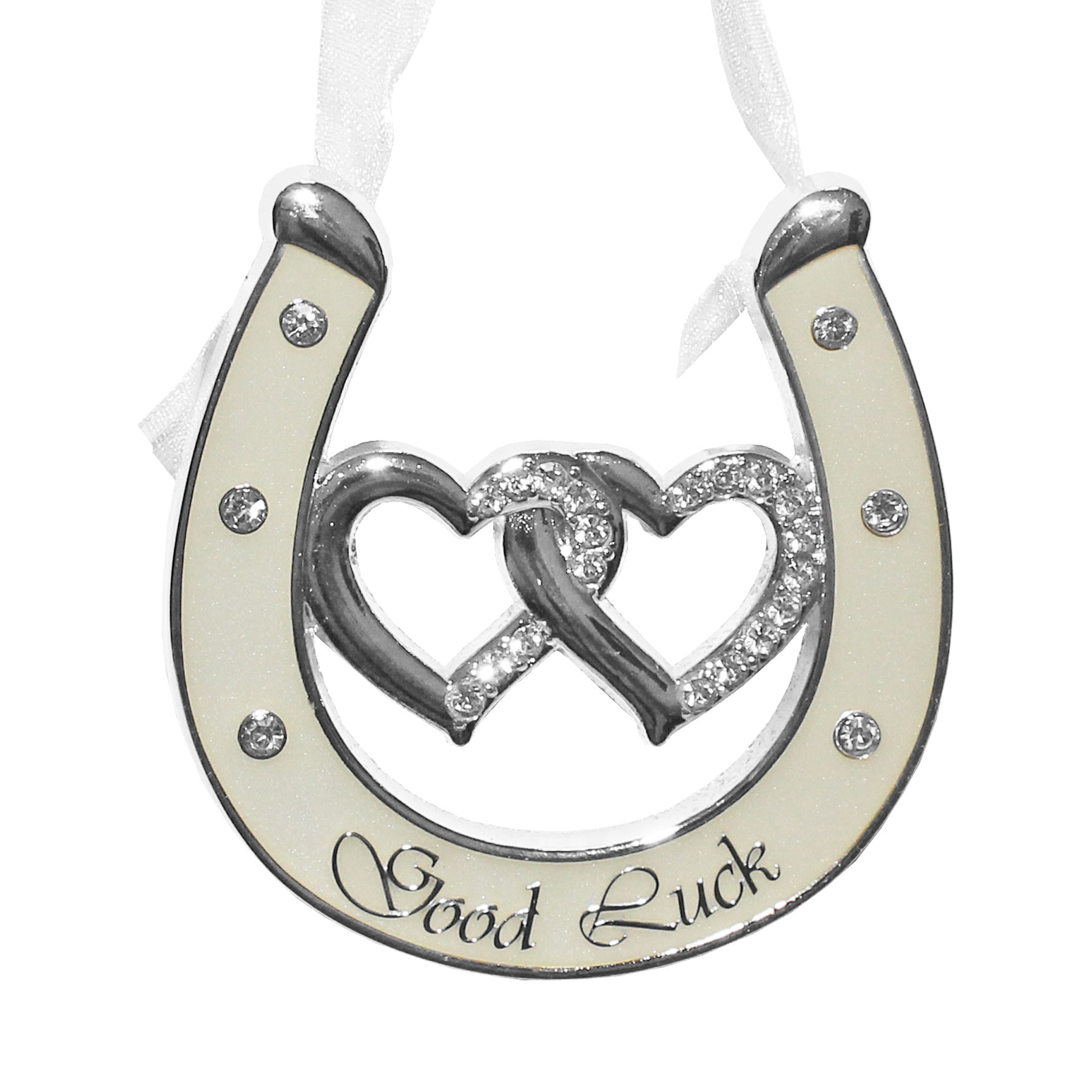 Wedding Keepsake with 6cm, Lucky Horseshoe Ivory Diamante Double Heart - product gallery image 7