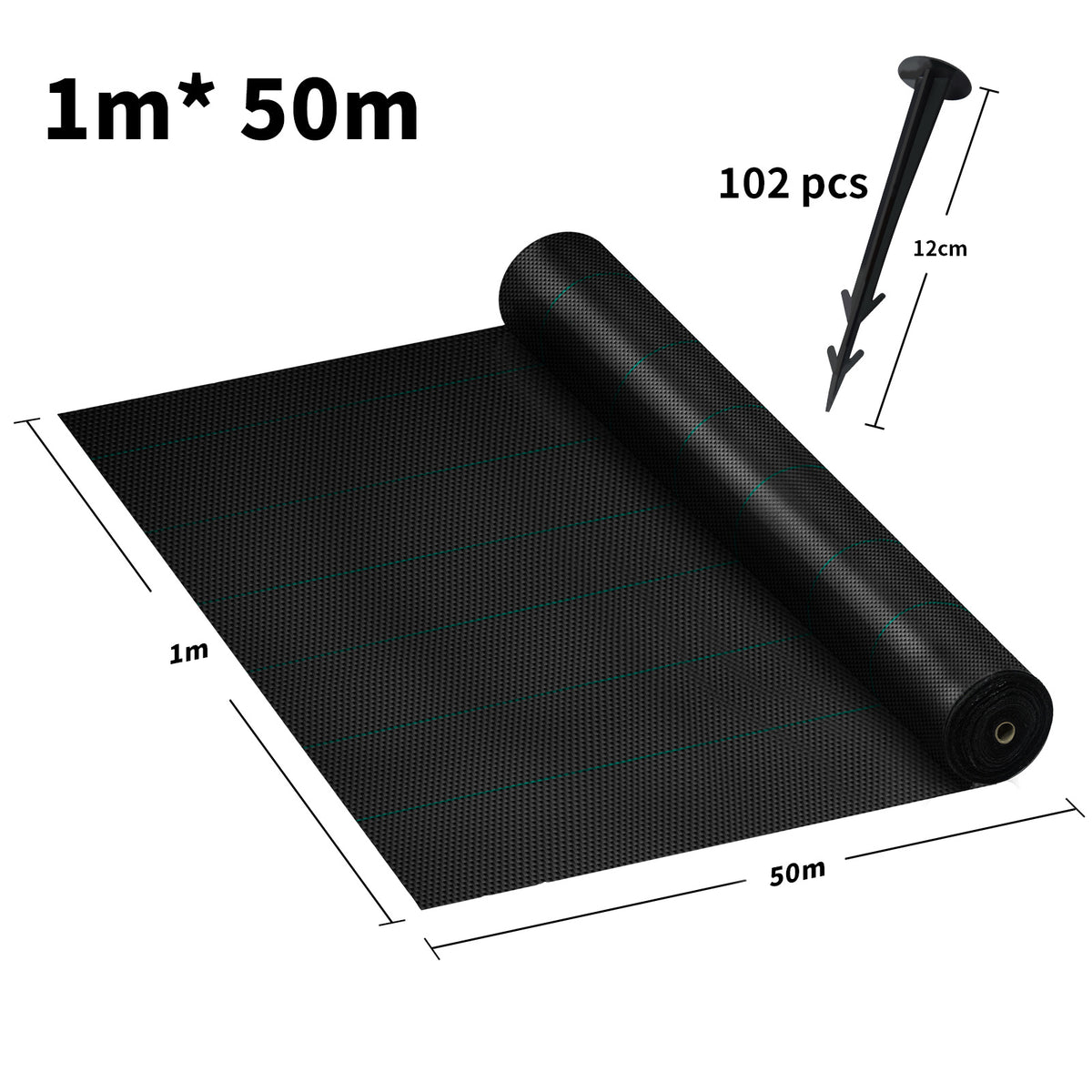 Weed Control Fabric with Lockable, 100g, 10m, Plastic, Heavy Duty 100g/m² Ground Nails - product gallery image 3