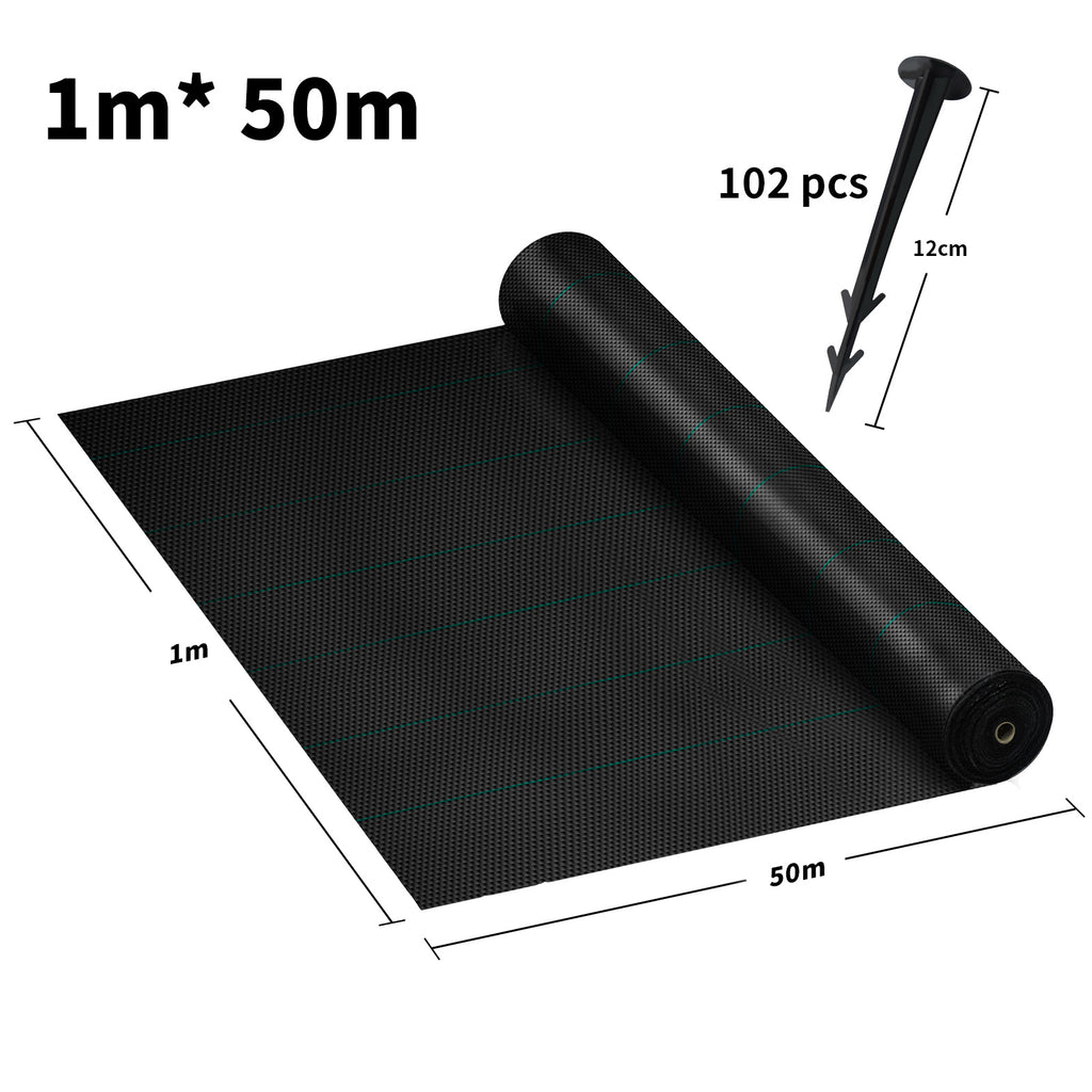 Weed Control Fabric with Lockable, 100g, 10m, Plastic, Heavy Duty 100g/m² Ground Nails - product gallery image 6