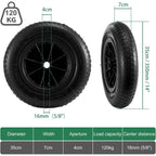Wheelbarrow Wheel with Wheels, 350mm, 120kg, Inch Solid Tyre Heavy Duty Replacement - product gallery image 2