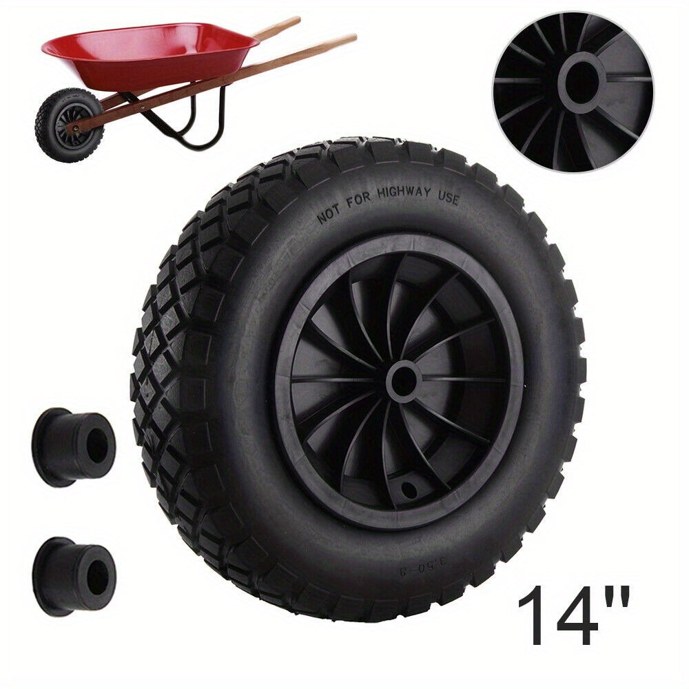 Wheelbarrow Wheel with Wheels, 350mm, 120kg, Inch Solid Tyre Heavy Duty Replacement - Variant1 option