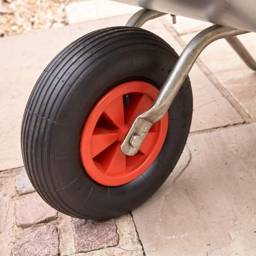 Wheelbarrow with 100KG, Wood, 1, Heavy Duty Galvanised Steel Pneumatic Tyre - product gallery image 3