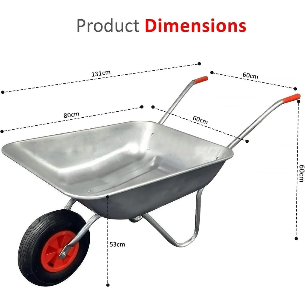 Wheelbarrow with 100KG, Wood, 1, Heavy Duty Galvanised Steel Pneumatic Tyre - product gallery image 4