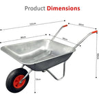 Wheelbarrow with 100KG, Wood, 1, Heavy Duty Galvanised Steel Pneumatic Tyre - product gallery image 4