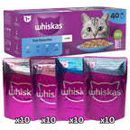 Whiskas Fish Favourites in Jelly 1+ Adult with 85g, Pack of 40 - Pack of 40 option