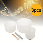 White 3pcs Frosted Quartz Crystal Singing with Bowls 6/8/10 Inch Travel Carry Case - product gallery image 4