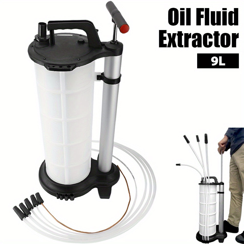 White 9L Manual Vacuum Oil Pump Extractor with Metal