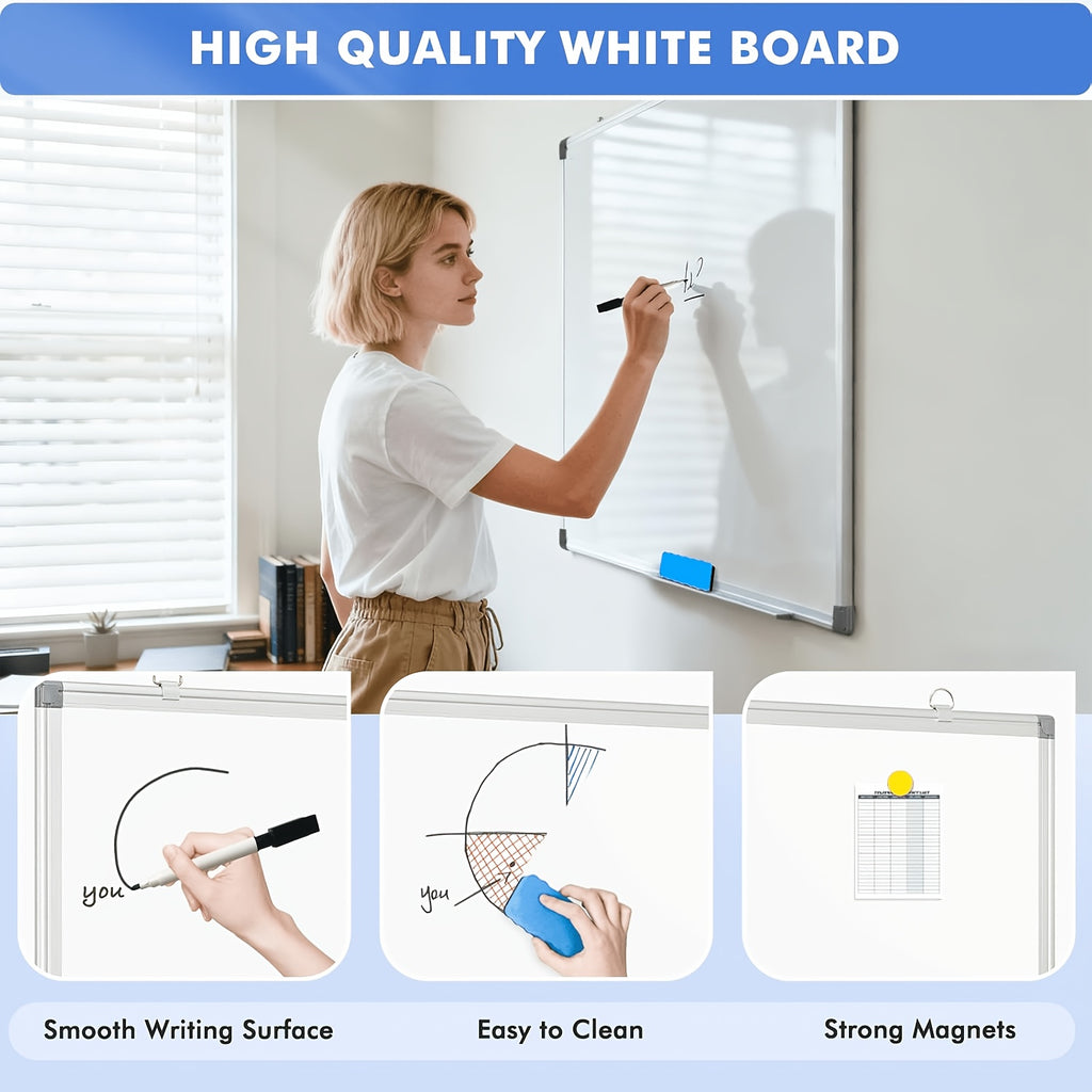 Whiteboard with Magnetic Dry Erase Frame, Marker, Eraser - product gallery image 21